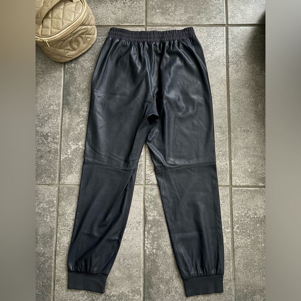 Rare Bcbg Max Azria Sugi Vegan Leather Jogger Pant in Dark Navy Blue